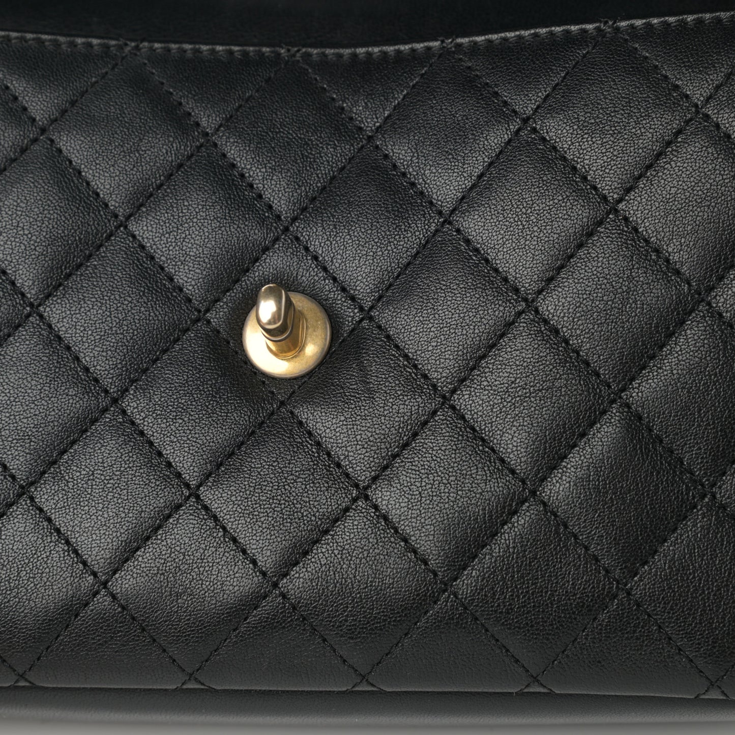 Lambskin Quilted Curved Flap Black