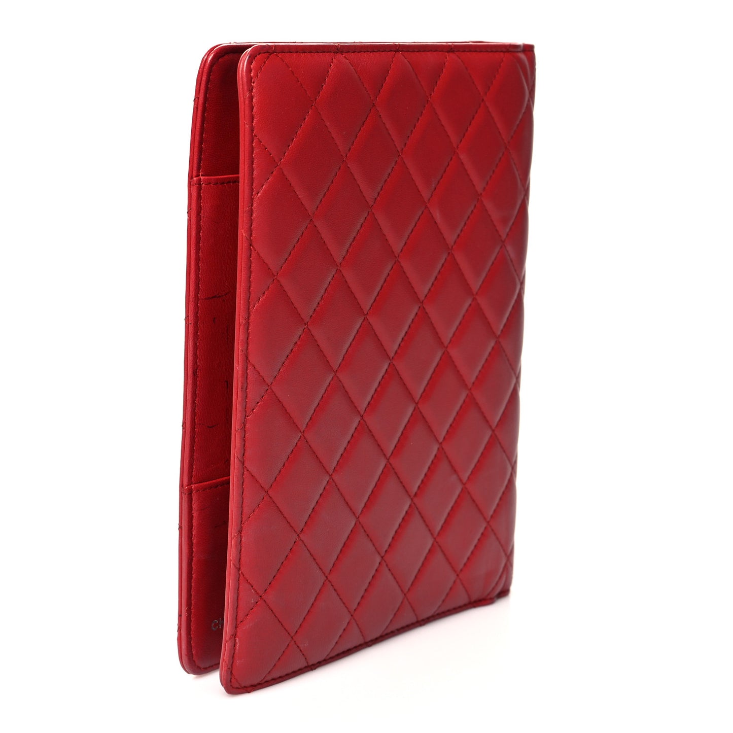 Lambskin Quilted Large Agenda Cover Red