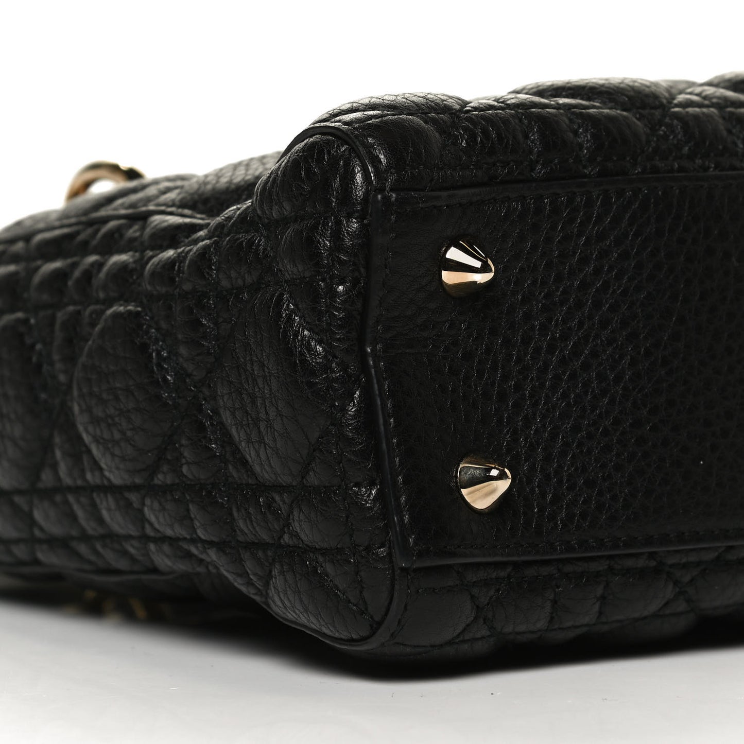 Grained Calfskin Cannage Small Supple Lady Dior Black