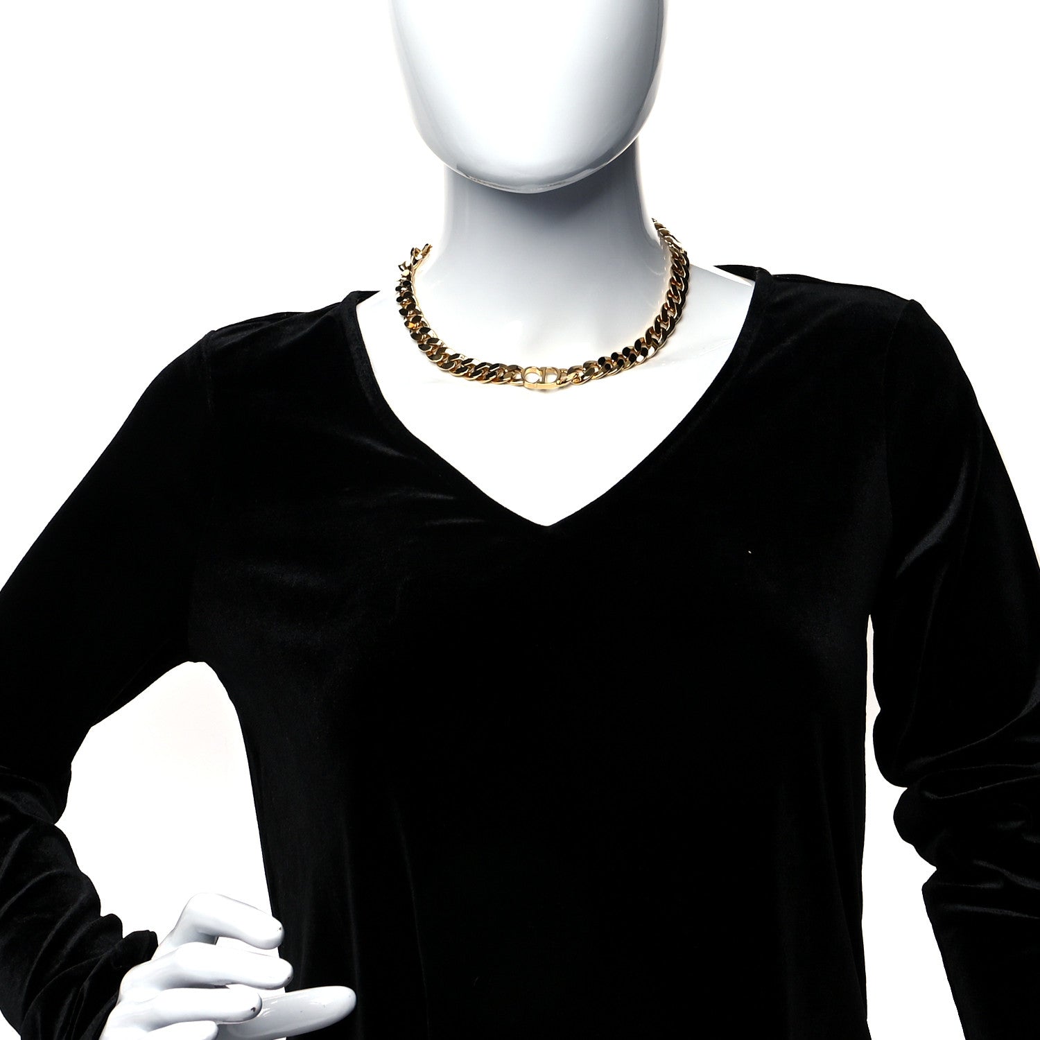 Christian Dior Metal Danseuse Etoile Chain Choker Necklace Gold 2 of 5
