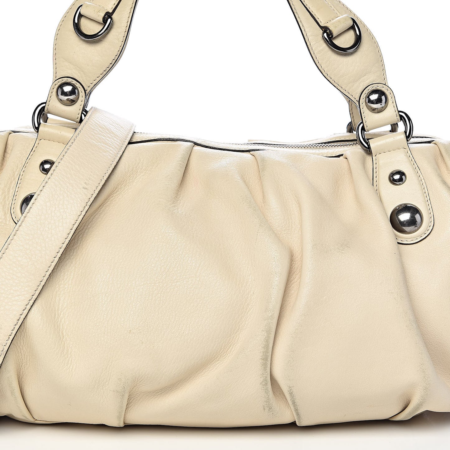 Calfskin Medium Icon Bit Boston Off White