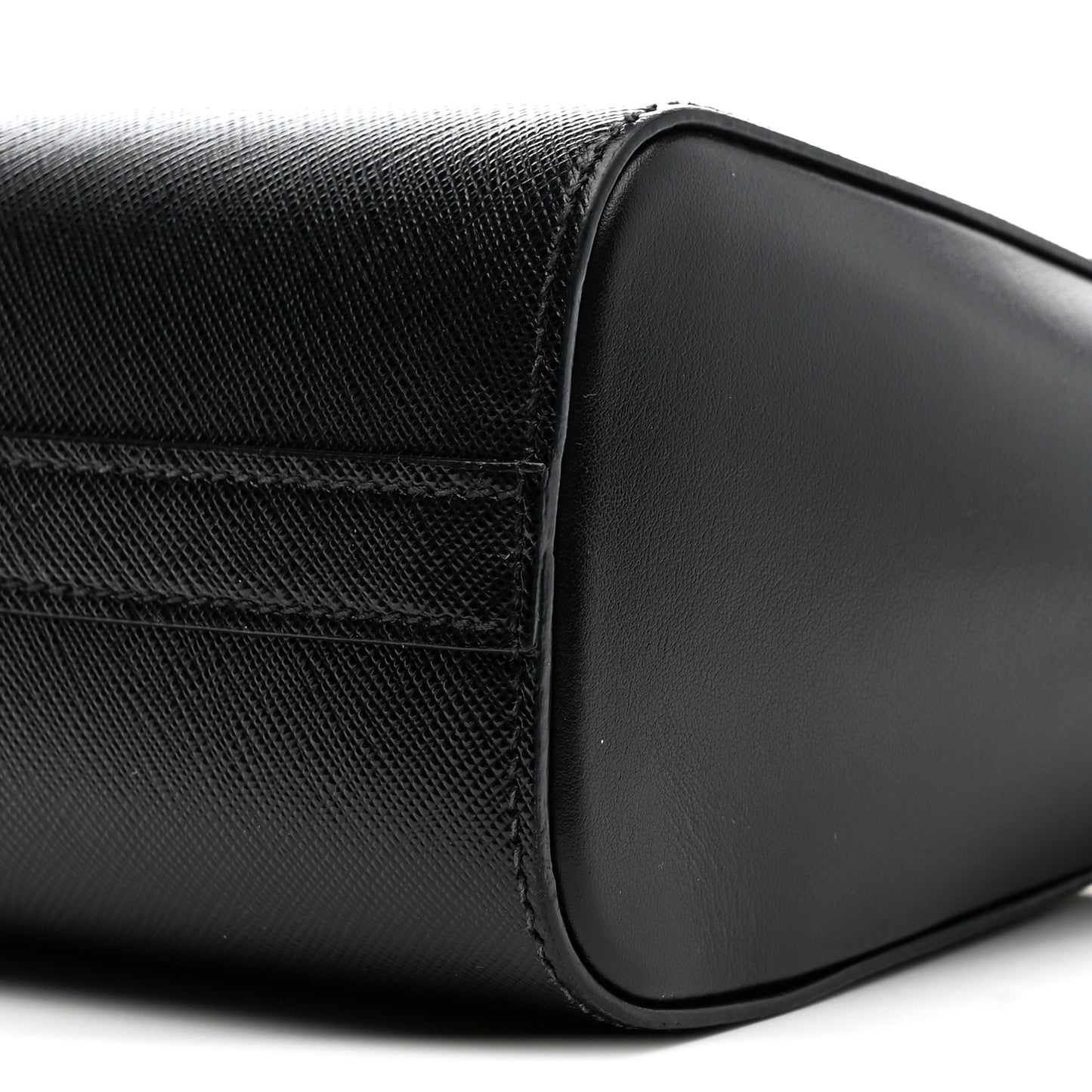 Saffiano Soft Calfskin Mini Zippered Crossbody Tote Black