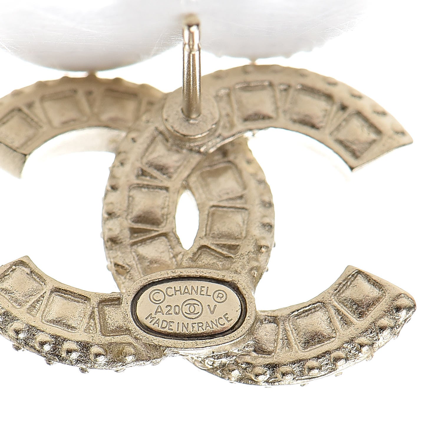 Chanel Crystal Timeless CC Earrings Light Gold 4 of 5