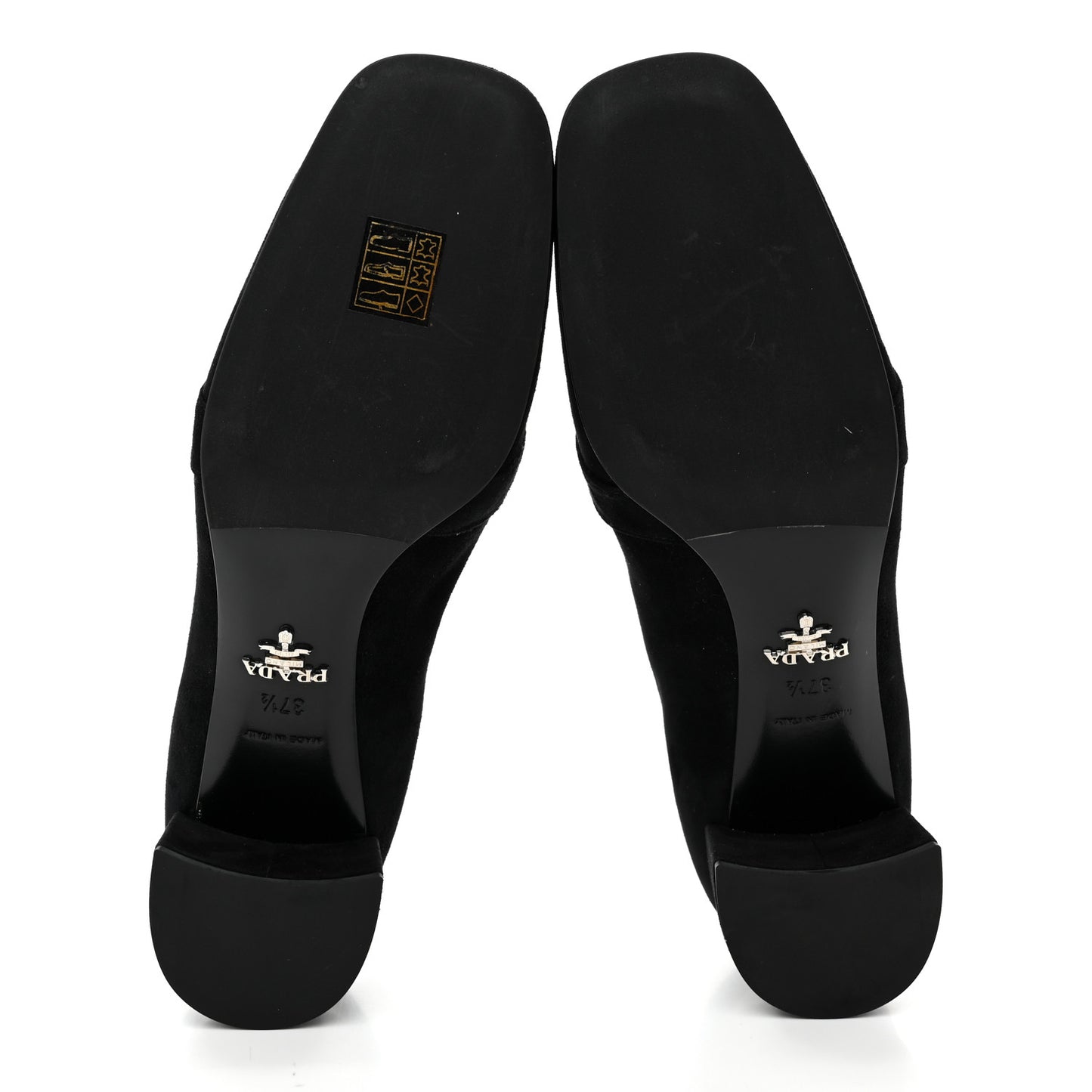 Camoscio Metal Triangle Logo Loafers 37.5 Black