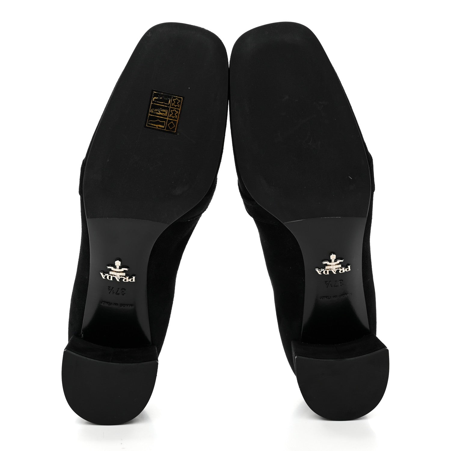 Prada Camoscio Metal Triangle Logo Loafers 37.5 Black 6 of 9