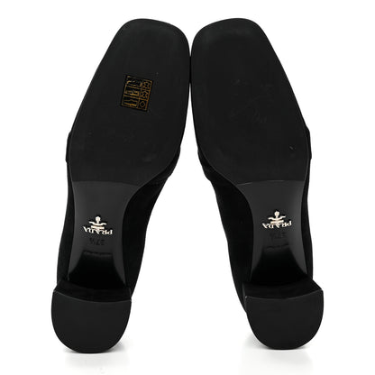 Prada Camoscio Metal Triangle Logo Loafers 37.5 Black 6 of 9