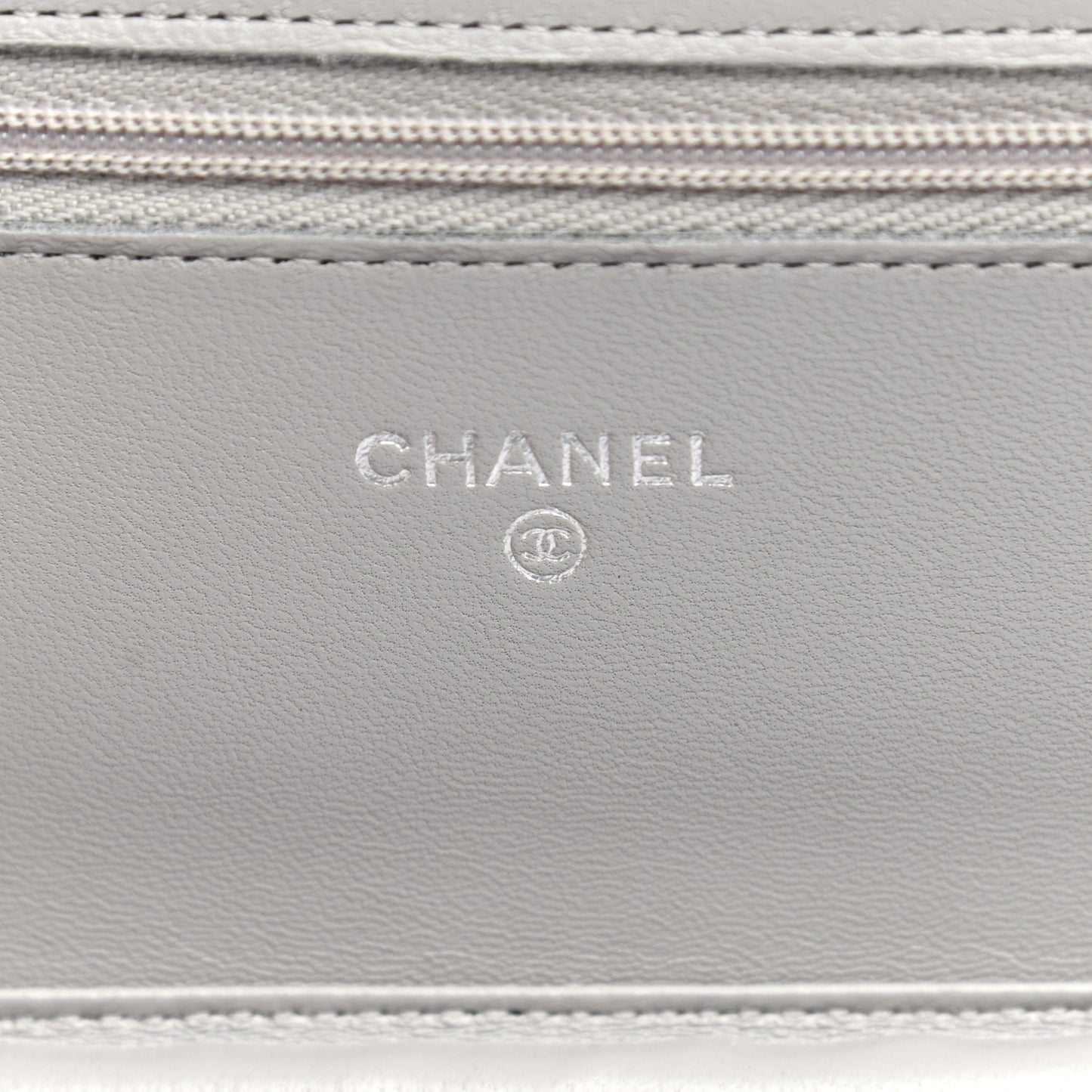 Lambskin Quilted Wallet On Chain WOC Grey