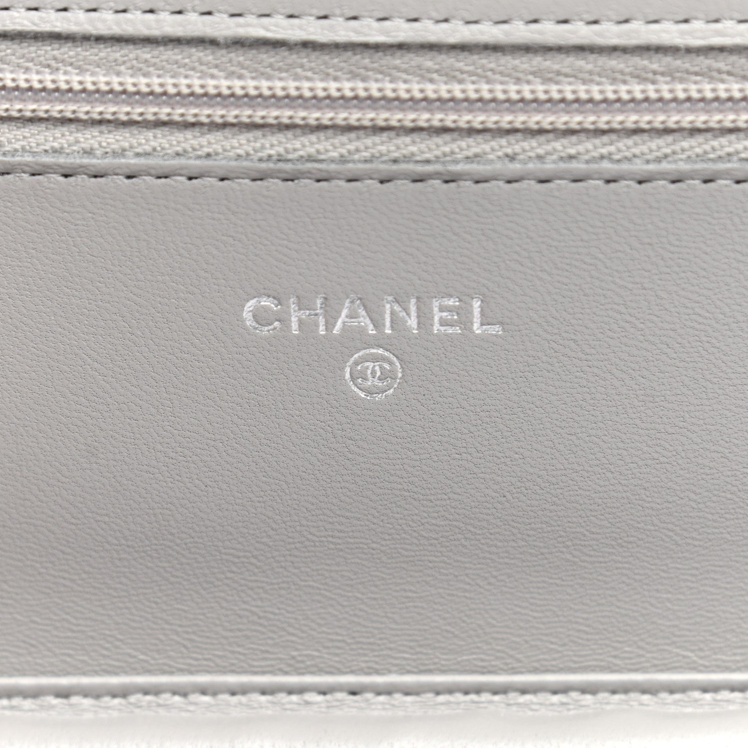 Chanel Lambskin Quilted Wallet On Chain WOC Grey 6 of 14