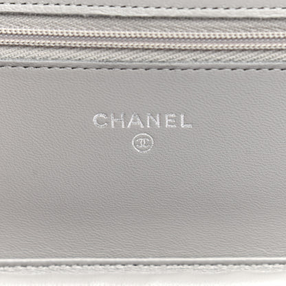 Chanel Lambskin Quilted Wallet On Chain WOC Grey 6 of 14