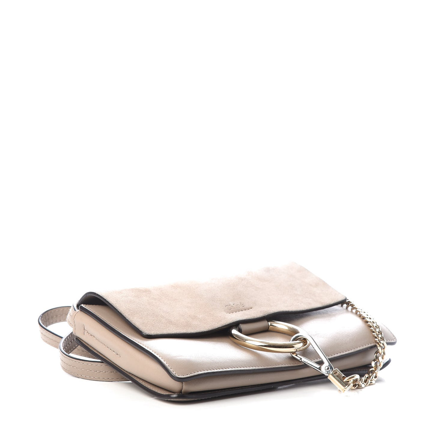 Suede Calfskin Small Faye Shoulder Bag Motty Grey