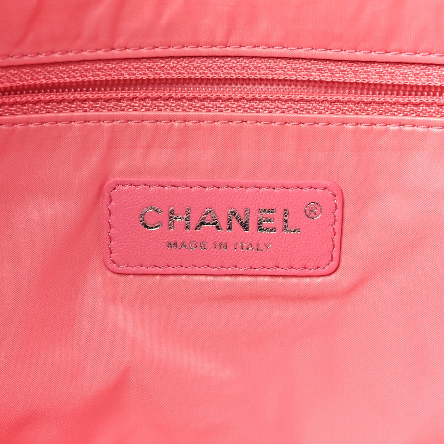 Chanel Nylon Stitched Printed Logo Shopping Bag Multicolor 6 of 10