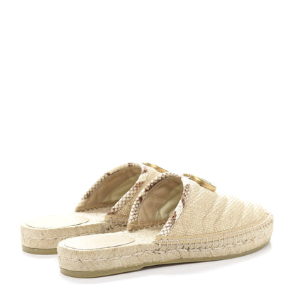 Gucci Straw Elaphe Matelasse GG Marmont Espadrille Slippers 35 Natural Cream Brown 3 of 8