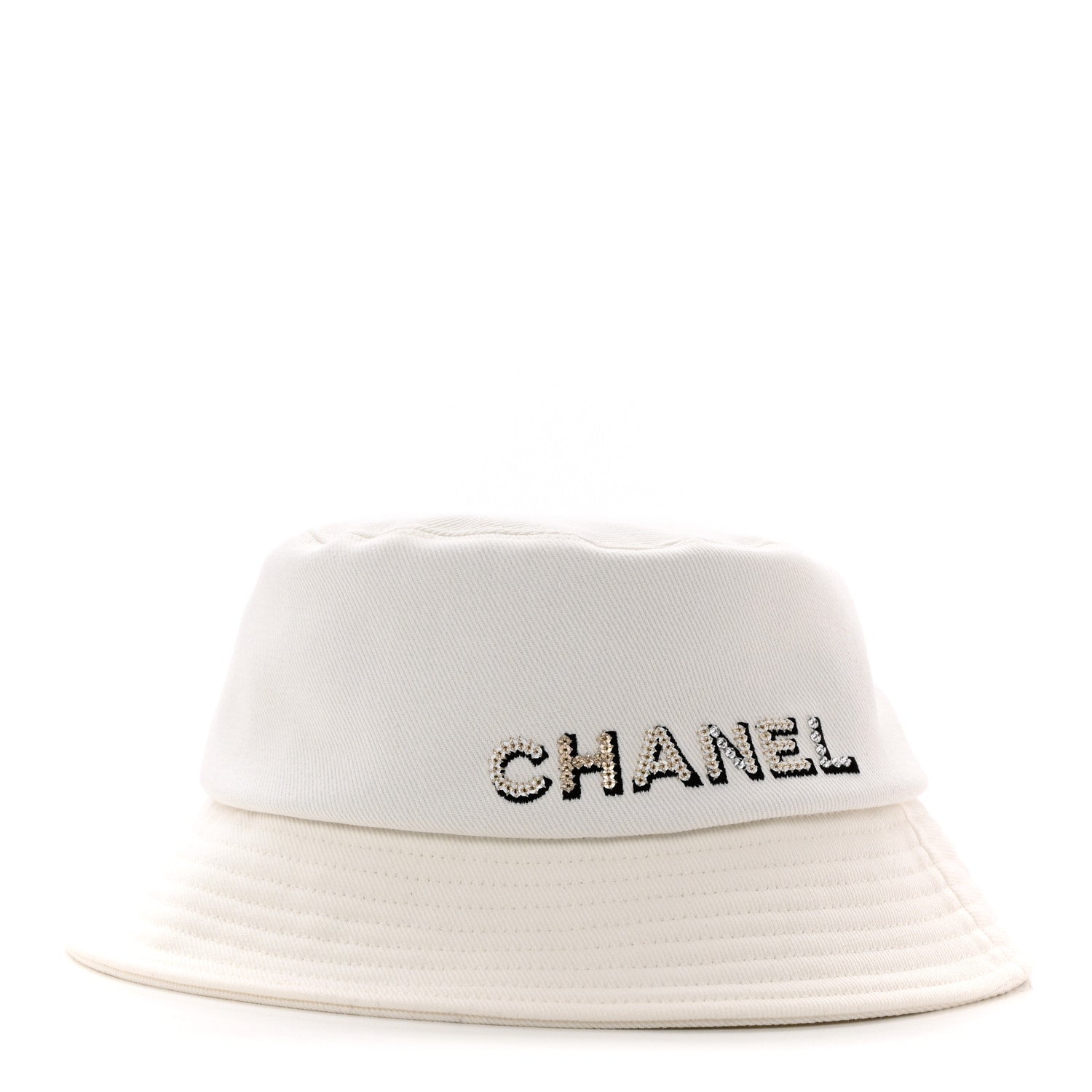 Chanel Fabric Logo Bucket Hat S White 1 of 8