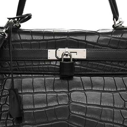 Hermes Matte Taurillon Clemence Box Kelly Retourne 35 Black 10 of 16