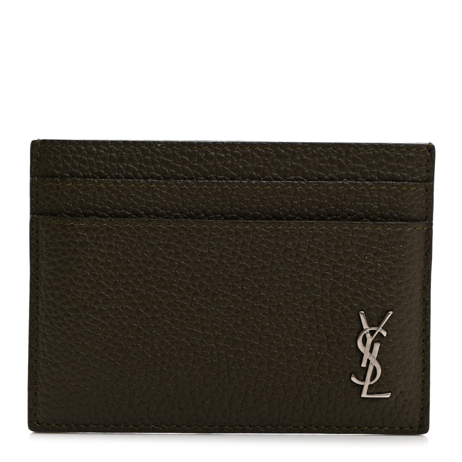 Saint Laurent Calfskin Tiny Cassandre Credit Card Case Grey 1 of 7