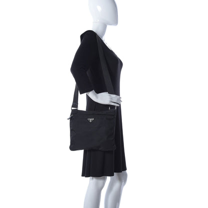 Prada Nylon Vela Flat Messenger Bag Black 2 of 9