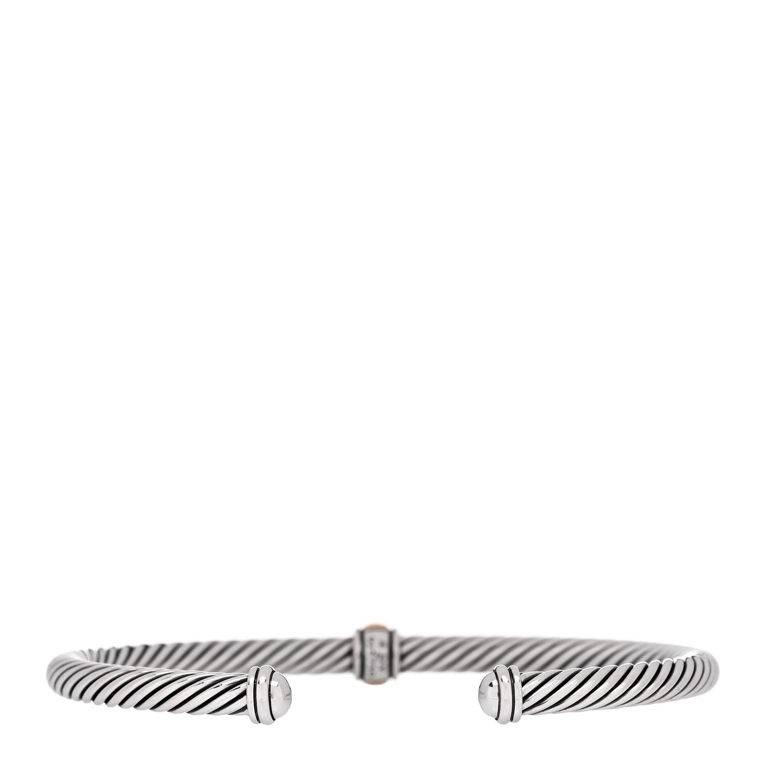 David Yurman Sterling Silver 18K Yellow Gold 4mm Station Cable Bracelet 2 of 3