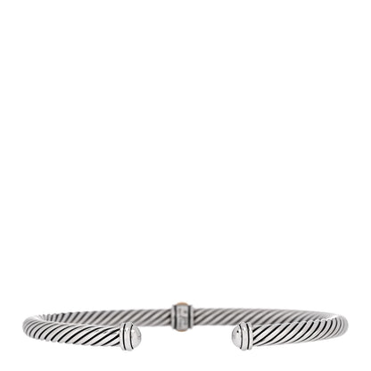 David Yurman Sterling Silver 18K Yellow Gold 4mm Station Cable Bracelet 2 of 3