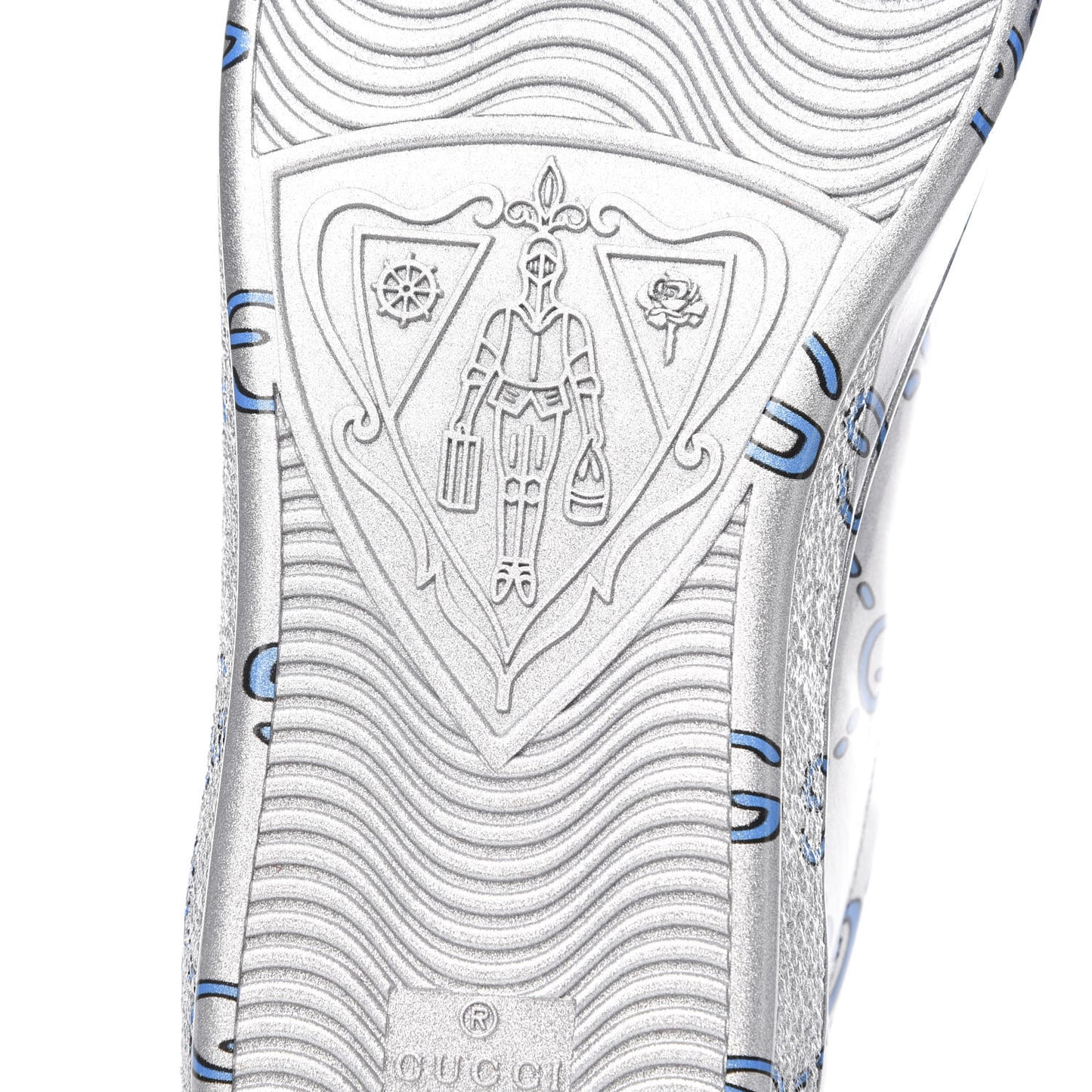 Miro Rubber Wax GucciGhost Print Mens New Ace Sneakers 7 Silver