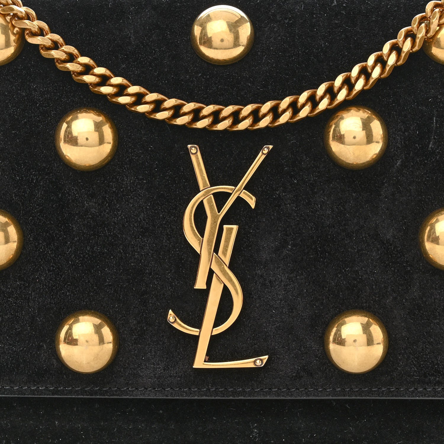 Saint Laurent Suede Studded Medium Classic Monogram Kate Satchel Black 8 of 10