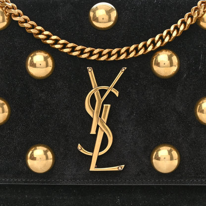 Saint Laurent Suede Studded Medium Classic Monogram Kate Satchel Black 8 of 10