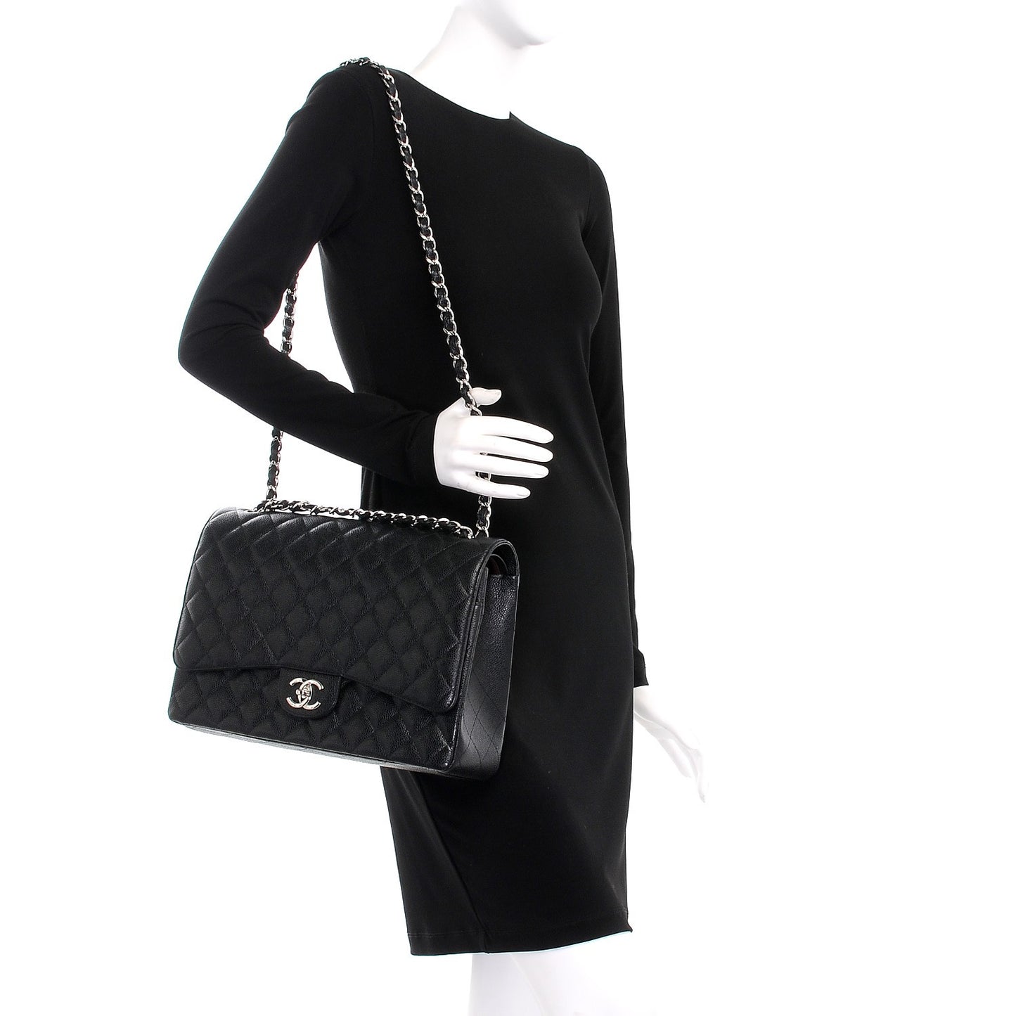Caviar Quilted Maxi Double Flap Black