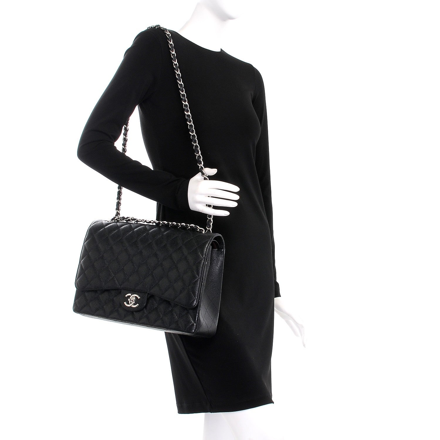 Chanel Caviar Quilted Maxi Double Flap Black 2 of 8