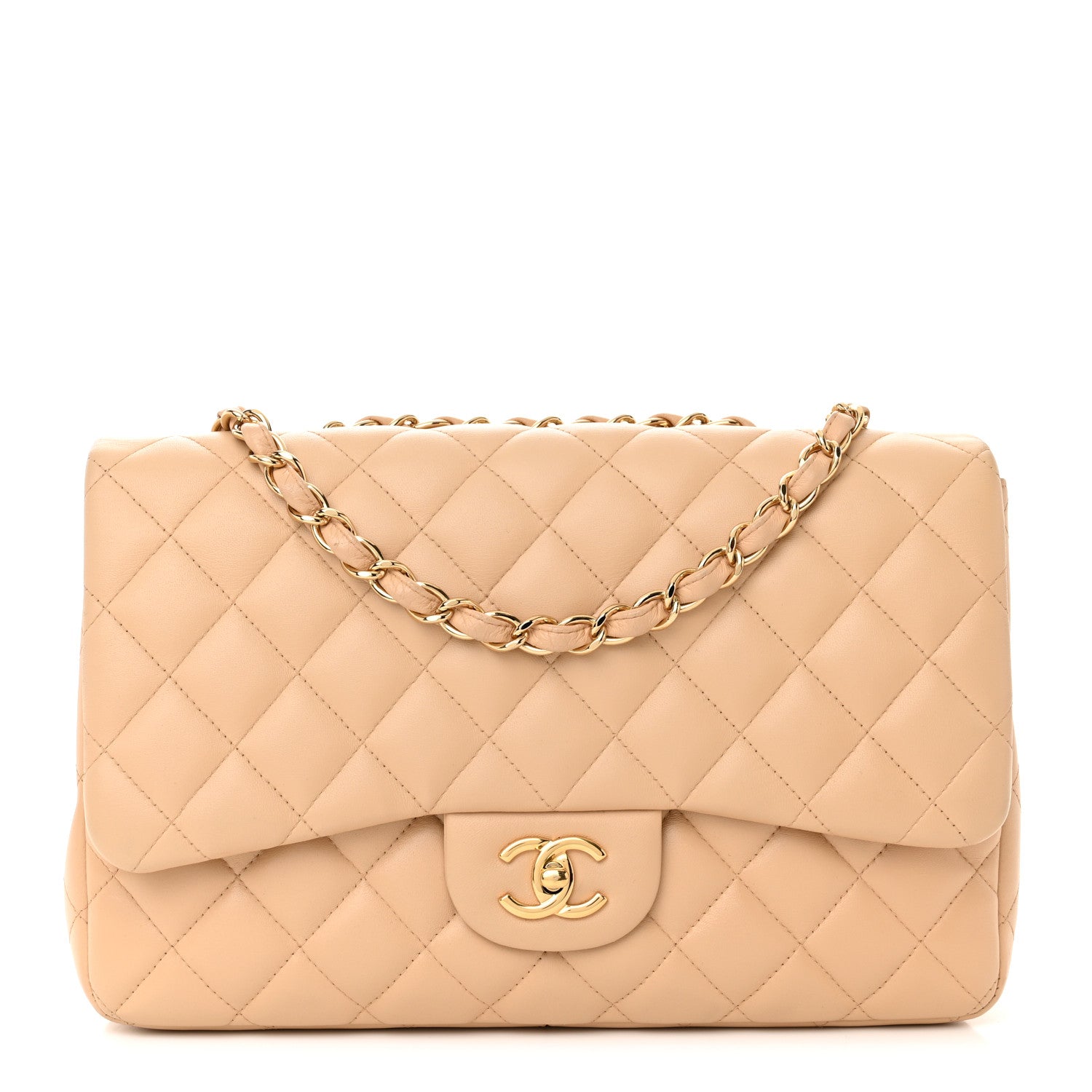 Chanel Lambskin Quilted Jumbo Single Flap Beige Clair 1 of 11