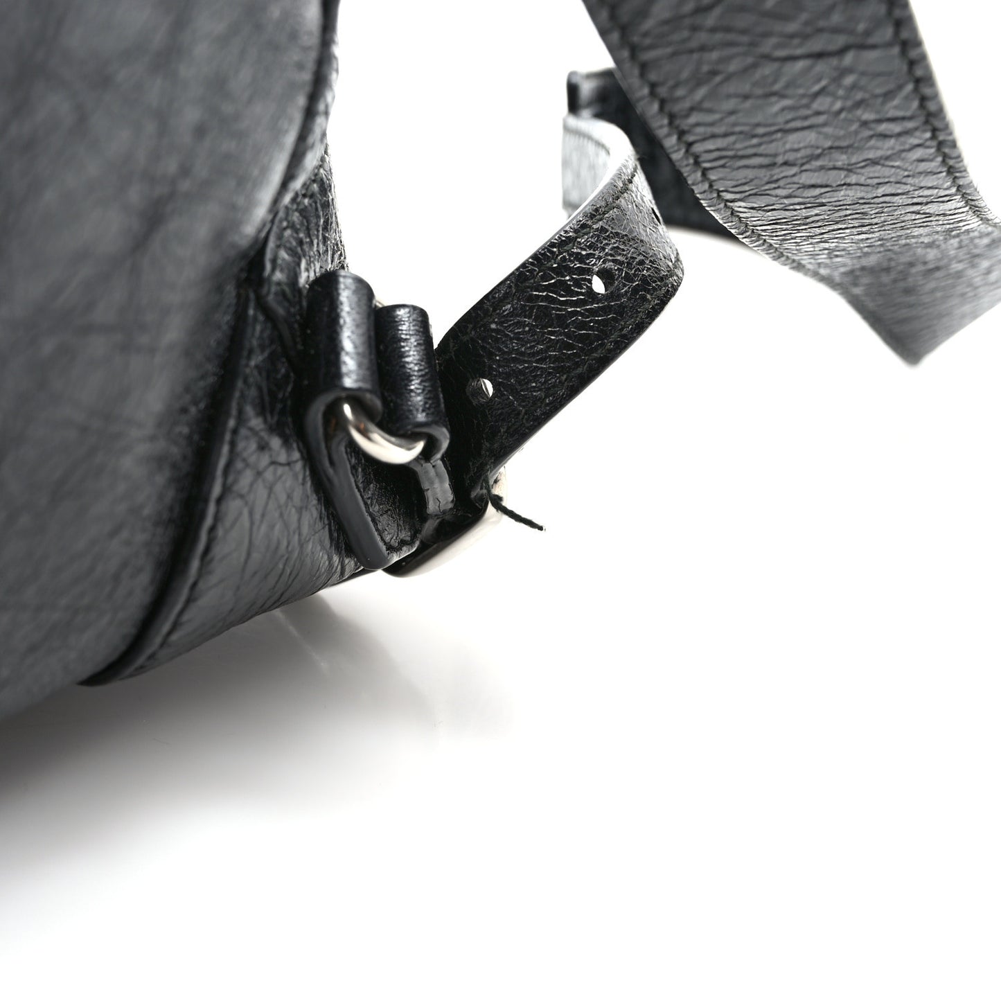 Agneau Silver Metallic Edge Hardware Backpack Black