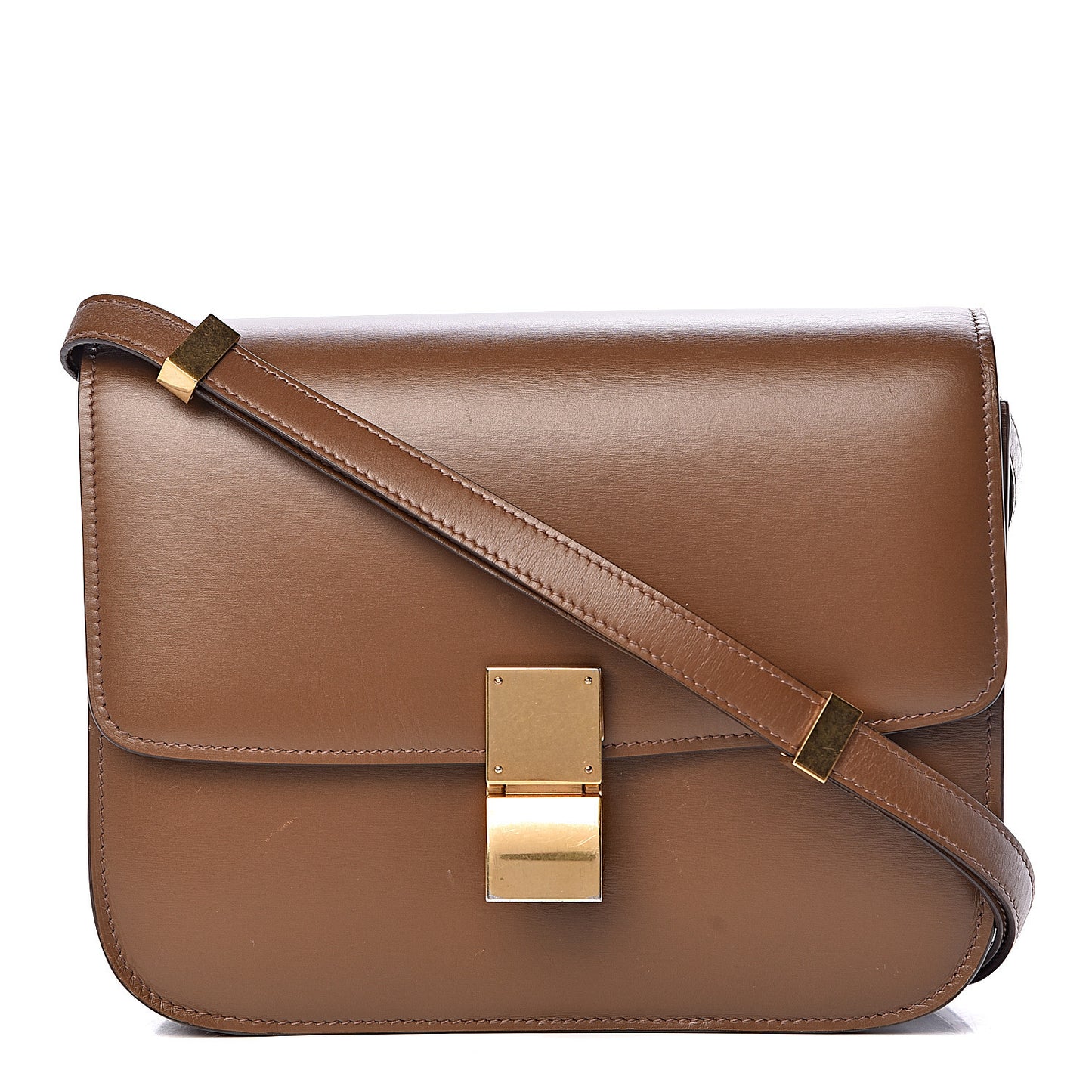 Box Calfskin Medium Classic Box Flap Bag Camel