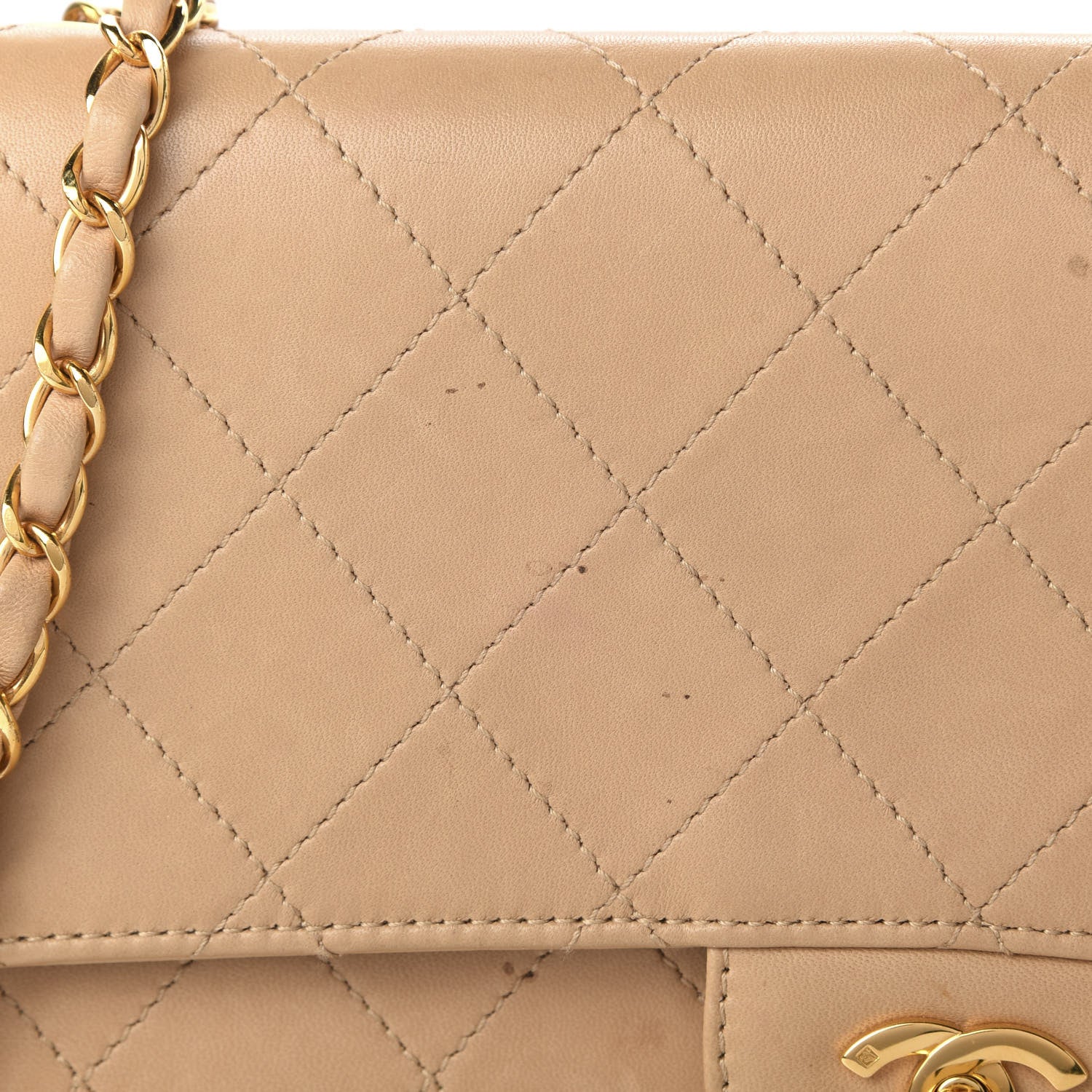 Chanel Lambskin Quilted Maxi Single Flap Beige 13 of 15