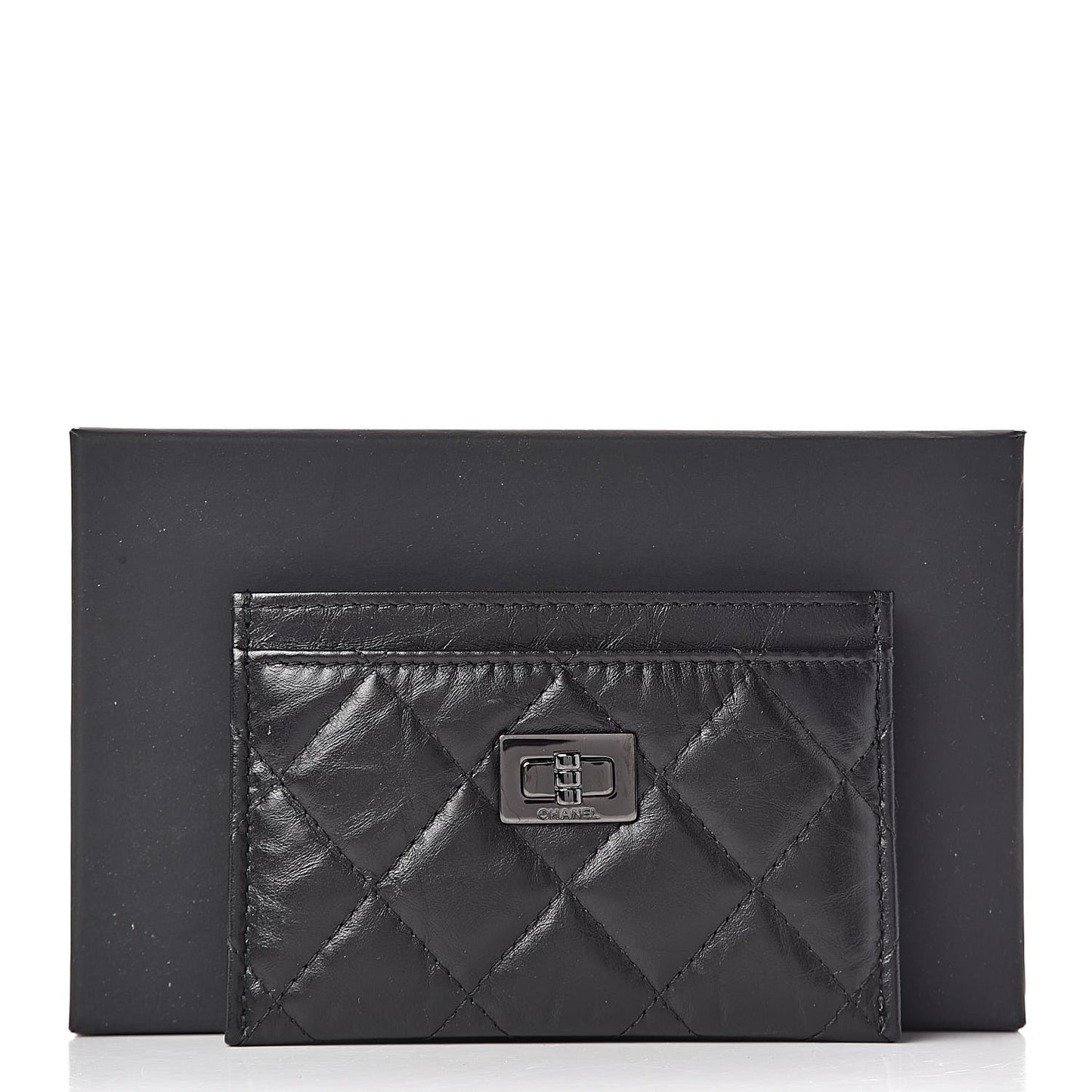 Aged Calfskin Quilted Reissue Card Holder So Black
