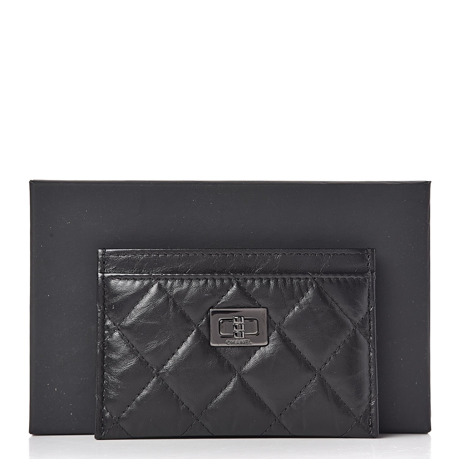 Chanel Aged Calfskin Quilted Reissue Card Holder So Black 9 of 9