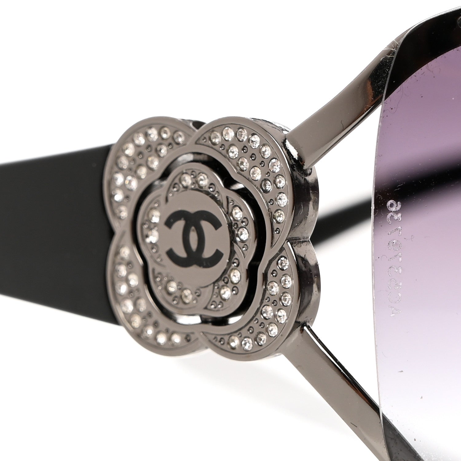 Chanel Swarovski Crystal Camellia CC Sunglasses 4164-B Black 6 of 7