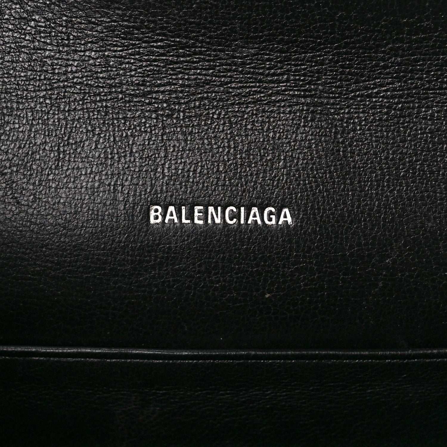 Balenciaga Grained Calfskin Logo Cash Phone Holder Wallet On Chain Black White 6 of 12