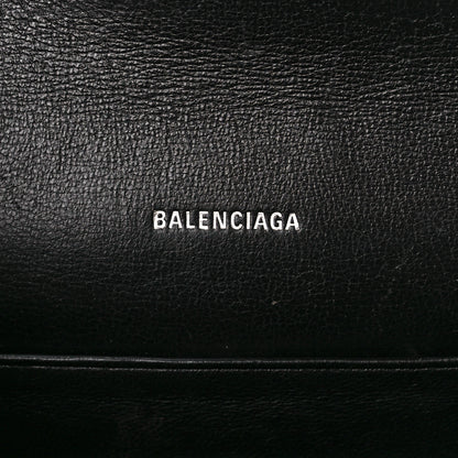 Balenciaga Grained Calfskin Logo Cash Phone Holder Wallet On Chain Black White 6 of 12