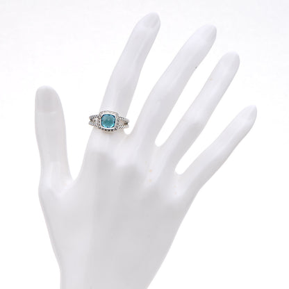 David Yurman Sterling Silver Diamond Blue Topaz 7mm Petite Albion Ring 54 6.75 2 of 5