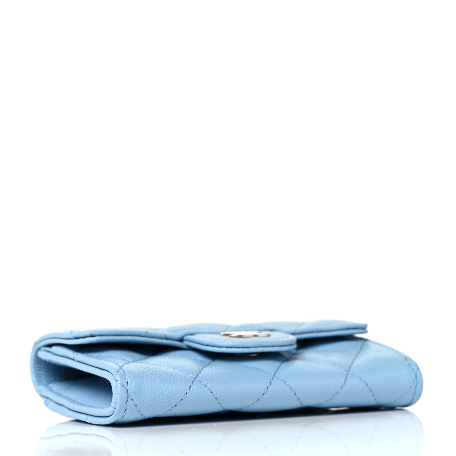 Chanel Caviar Quilted Flap Card Holder Wallet Light Blue 4 of 11