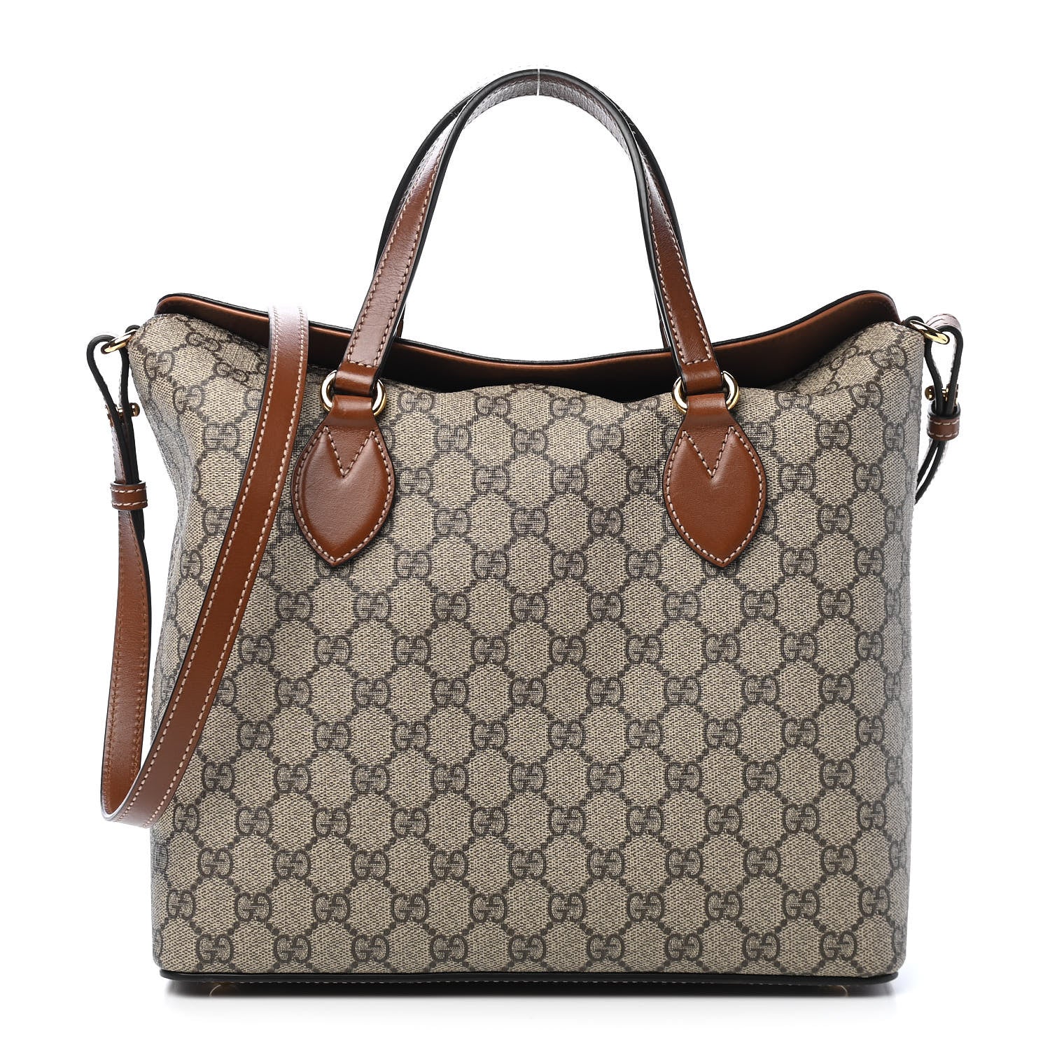 Gucci GG Supreme Monogram Linea A Foldover Tote Brown 1 of 9