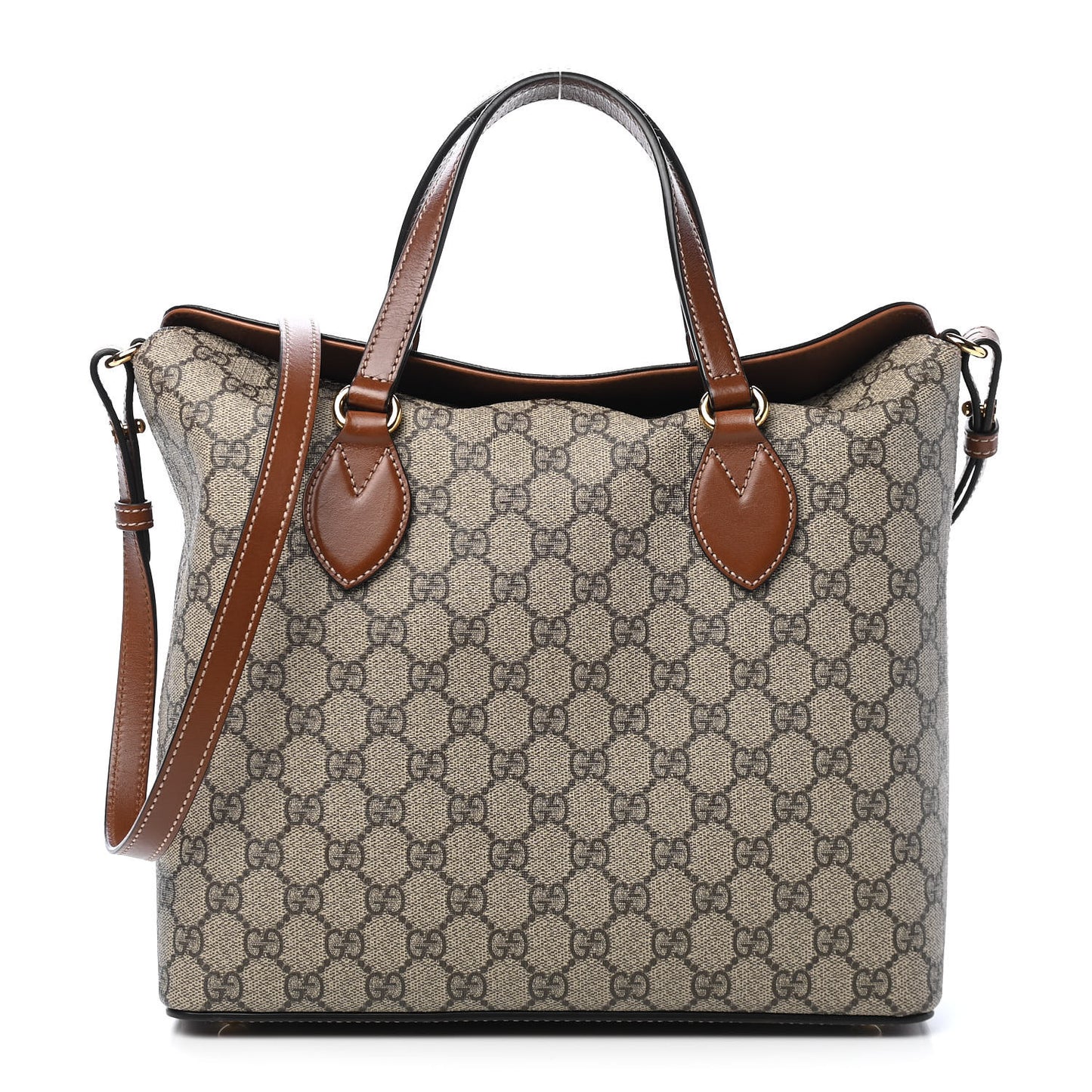 GG Supreme Monogram Linea A Foldover Tote Brown