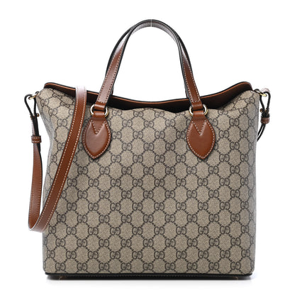 Gucci GG Supreme Monogram Linea A Foldover Tote Brown 1 of 9