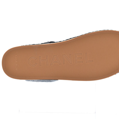 Chanel Cord Lambskin Quilted Logo Sandals 39 Black 7 of 10