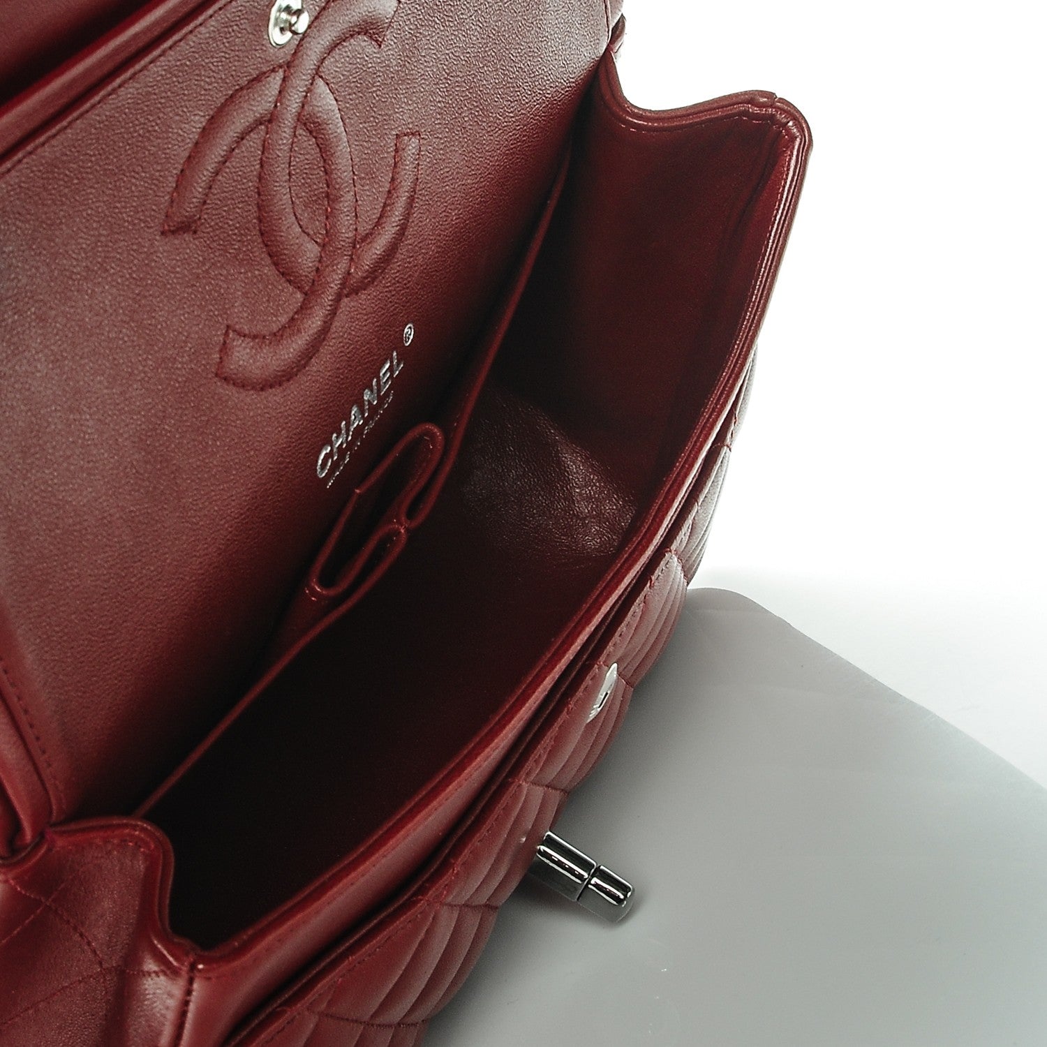 Chanel Lambskin Quilted Medium Double Flap Dark Red 6 of 7