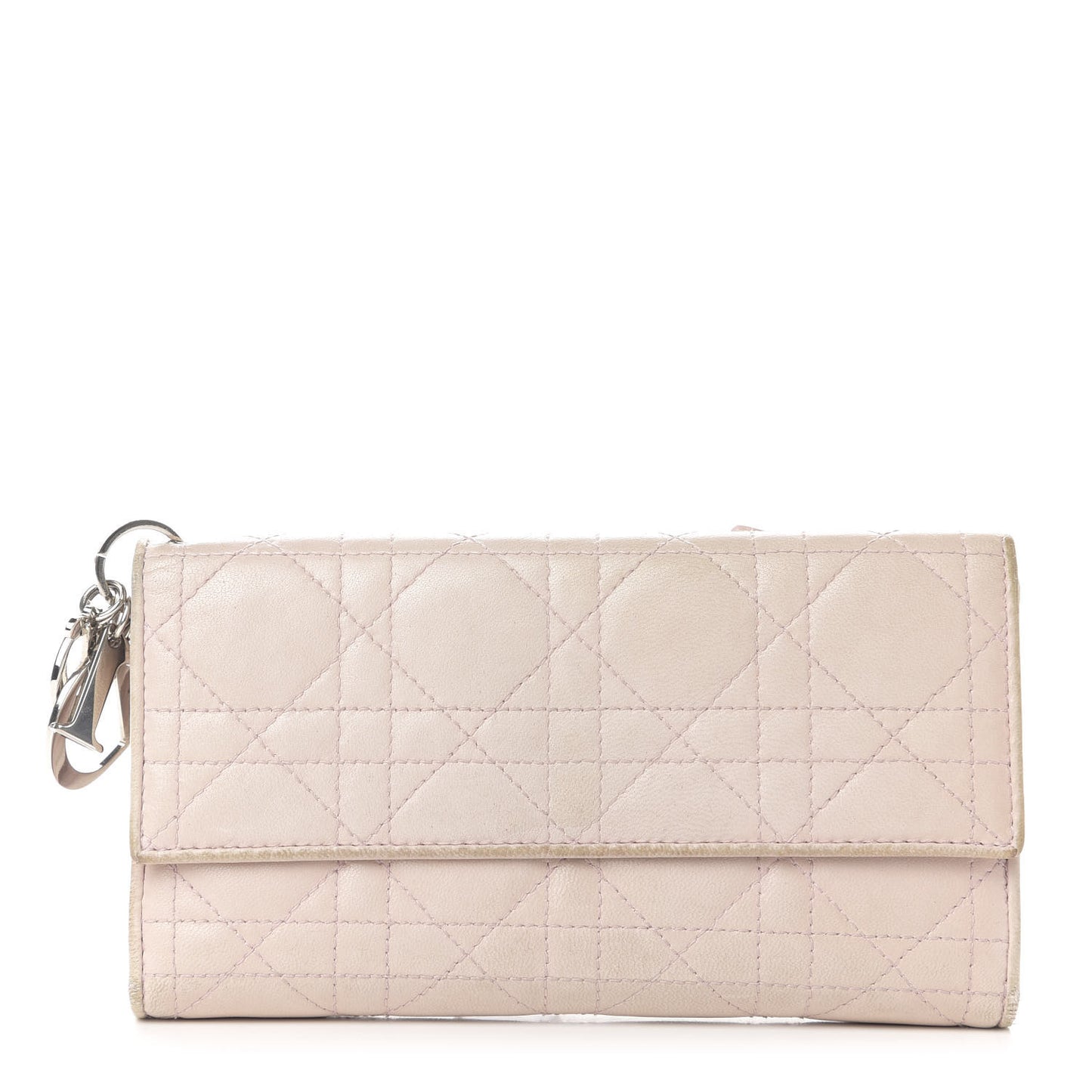 Lambskin Cannage Lady Dior Flap Wallet Light Pink