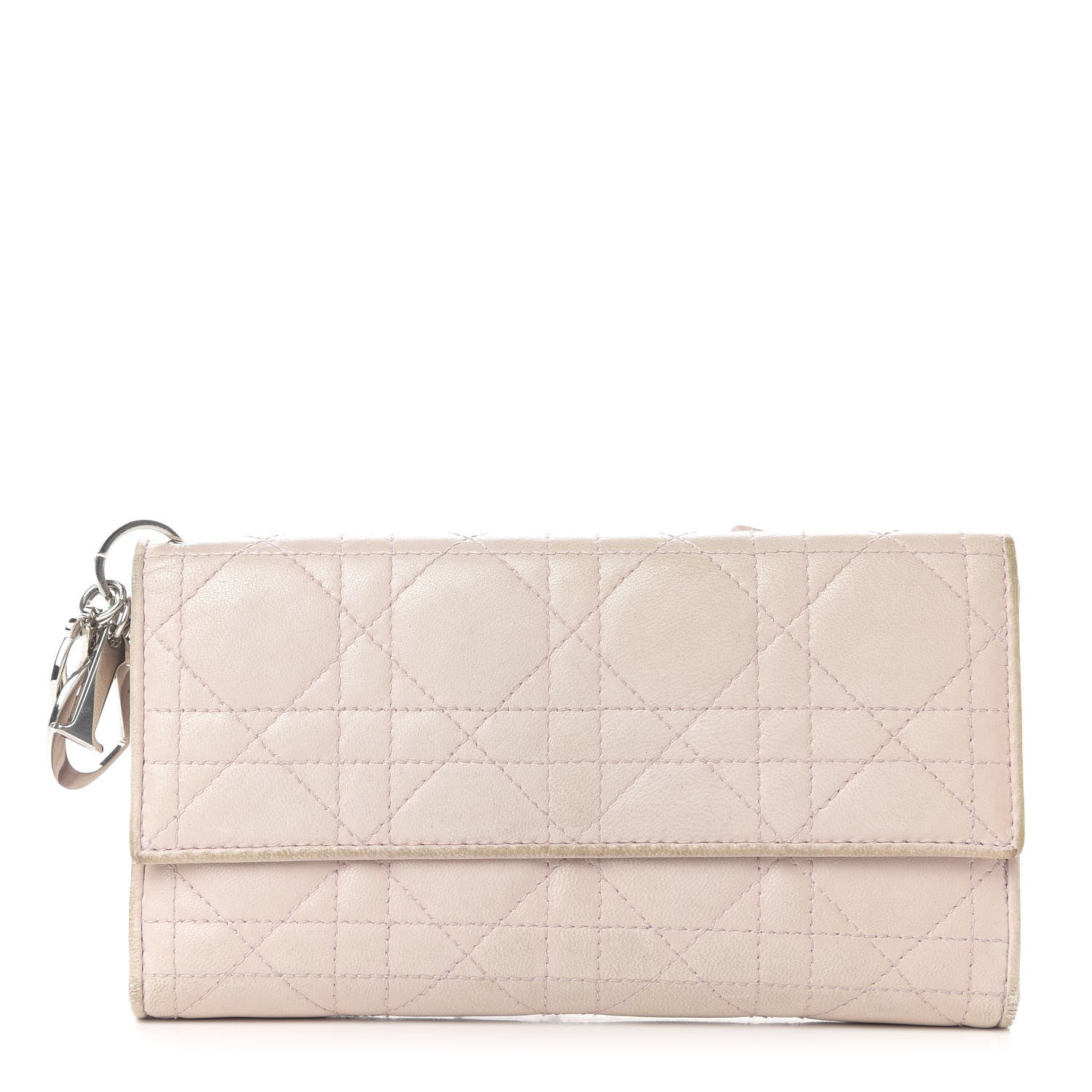 Christian Dior Lambskin Cannage Lady Dior Flap Wallet Light Pink 1 of 9