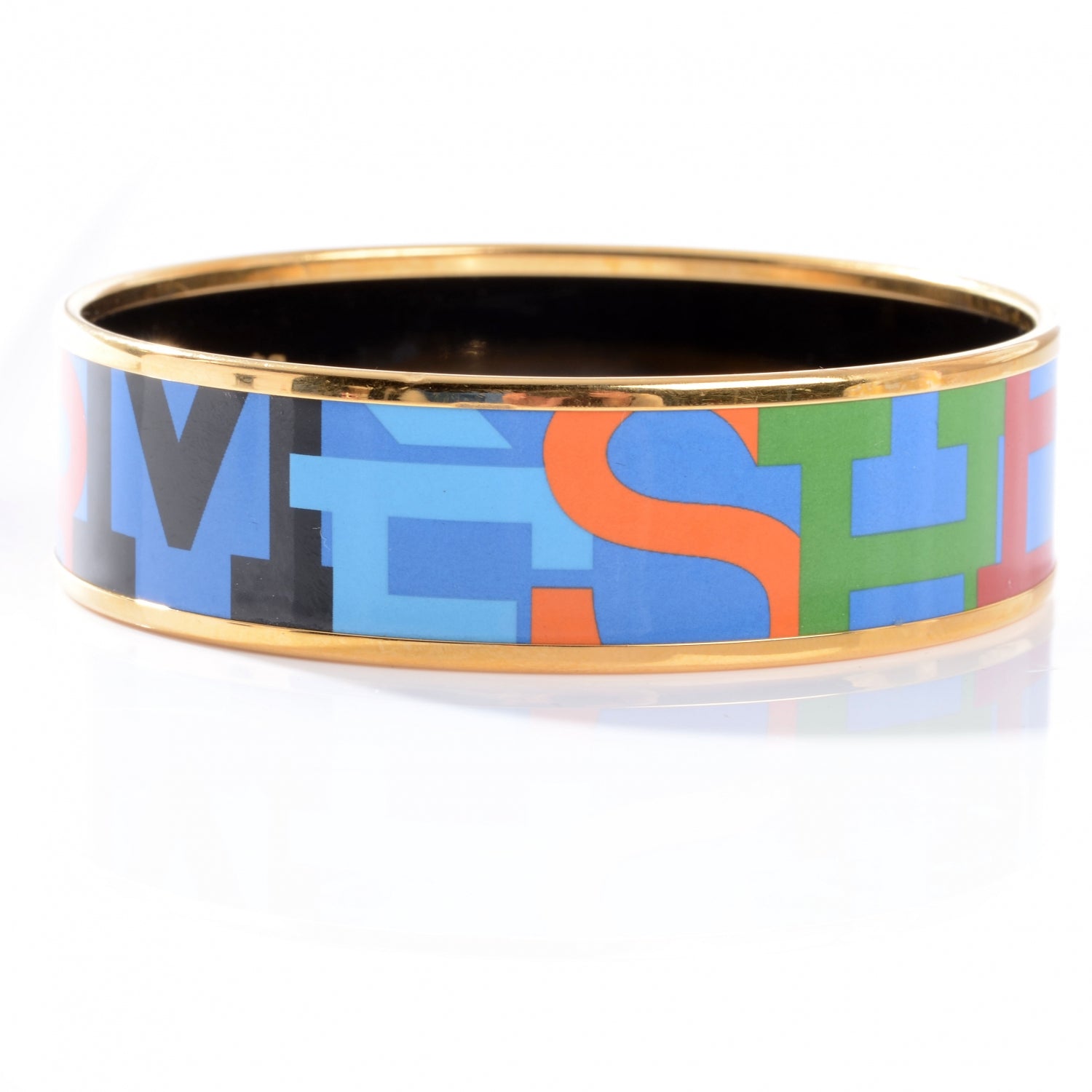 Hermes Enamel Wide Printed Capitales Bracelet 70 4 of 4