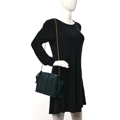 Celine Smooth Calfskin Tri-Fold Clutch on Chain Bottle Green 2 of 18