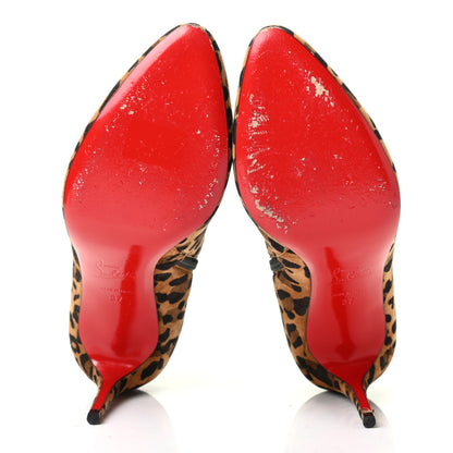 Christian Louboutin Veau Velours Leopard Print Eloise Booty 85 Ankle Boots 37 Caramel 5 of 7