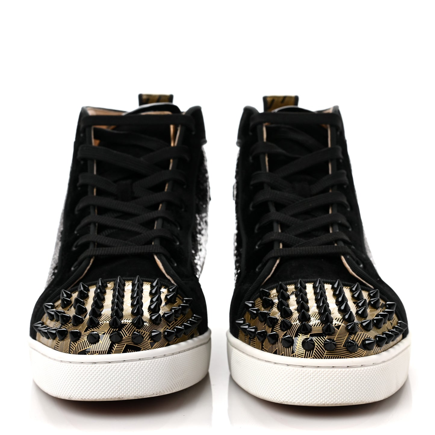 Sequin Patent Mens Louis Spikes Orlato Flat Sneakers 43 Black