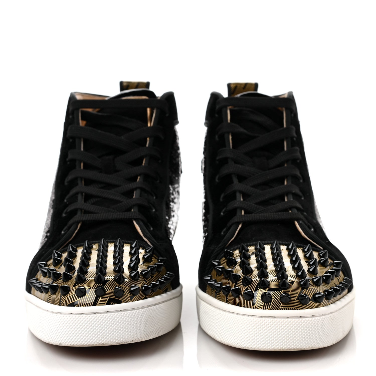 Christian Louboutin Sequin Patent Mens Louis Spikes Orlato Flat Sneakers 43 Black 2 of 6